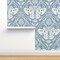 Blue Butterfly Botanical Succulents Modern Damask Floral Insect Moth Large Scale Bugs Custom Pre-pasted Wallpaper by Spoonflower Pre-Pasted Wallpaper 2FT Wide